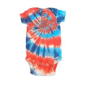 Patriotic Spiral Tie Dye Baby Bodysuit || 3-6 Months